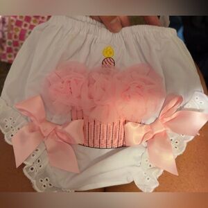 Pink and White Baby Bloomers with Bows